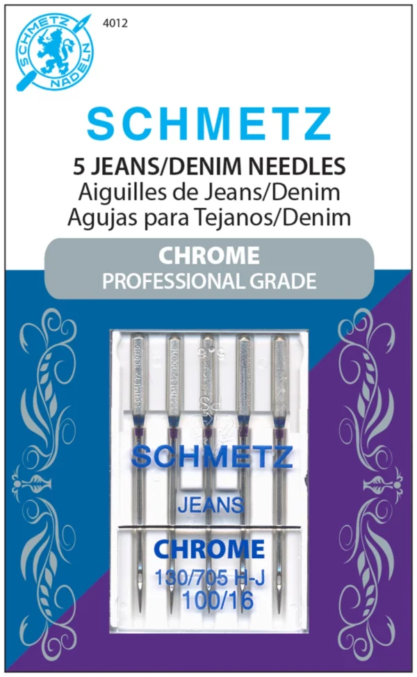 Schmetz Chrome Denim Needle 5ct, Size 100/16