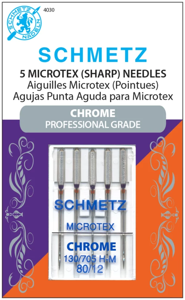 Schmetz Chrome Microtex Needle 5ct, Size 80/12