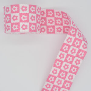 Daisy Checkerboard Pink Webbing 2"