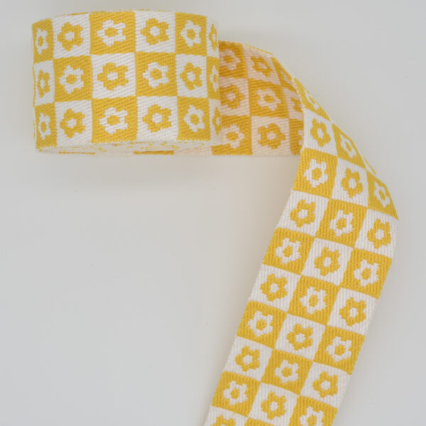 Daisy Checkerboard Yellow Webbing 2"