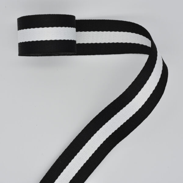Stripe Black and White Webbing 1-1/2"