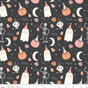Riley Blake Designs My Minds Eye Hey Pumpkin Ghost Party Charcoal