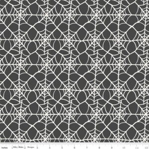 Riley Blake Designs My Minds Eye Hey Pumpkin Webs Charcoal
