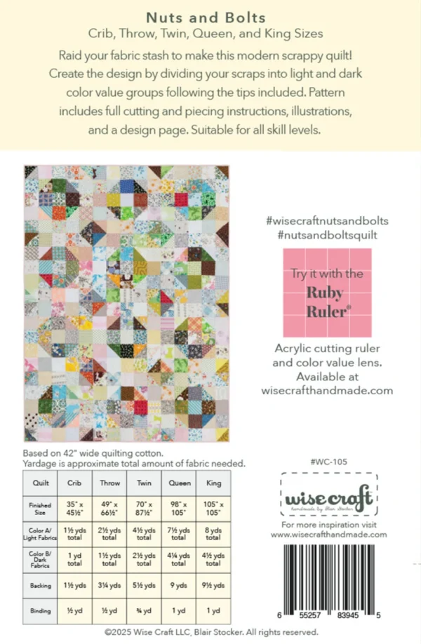 Wise Craft LLC Nuts & Bolts Quilt Pattern - Image 2