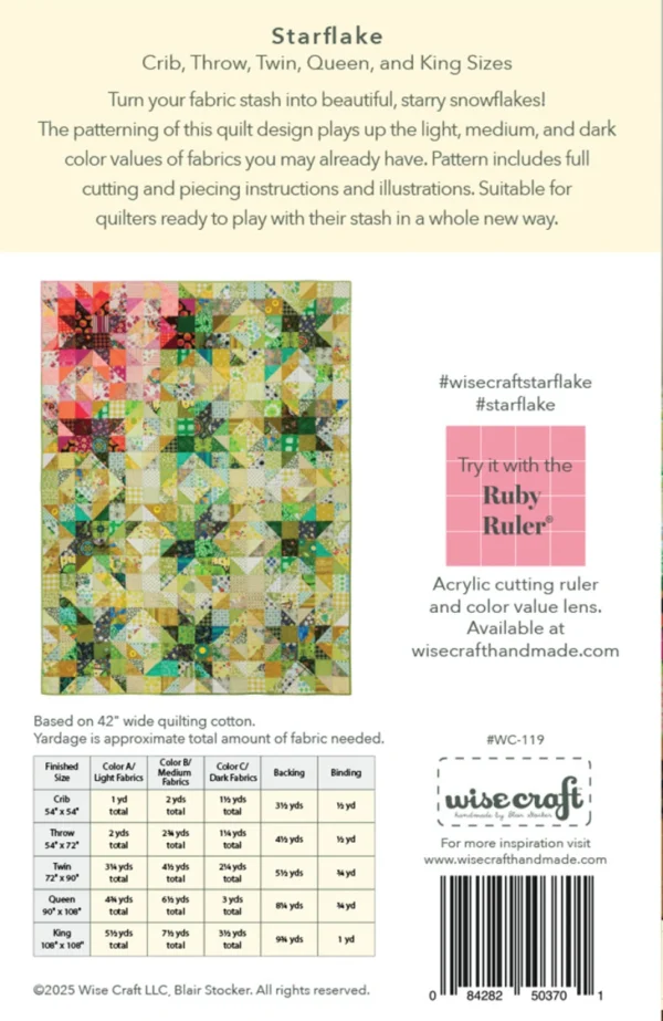 Wise Craft LLC Starflake Quilt Pattern - Image 2