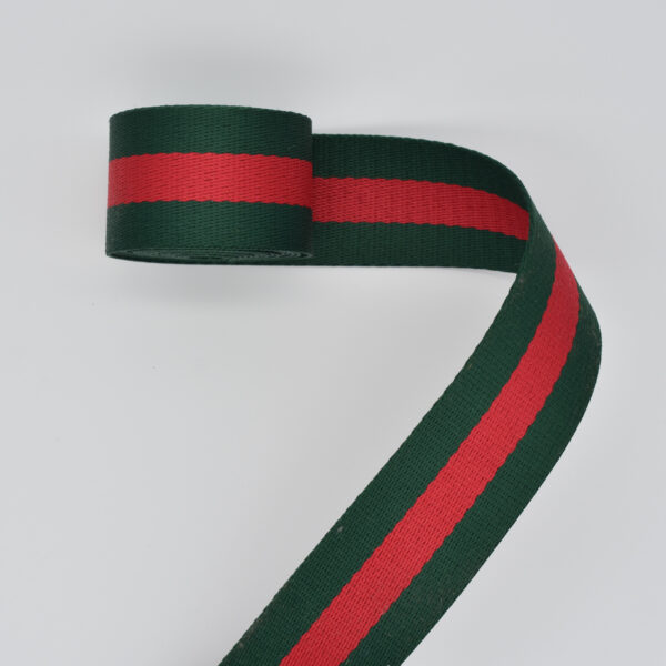 Stripe Green and Red Webbing 1-1/2"