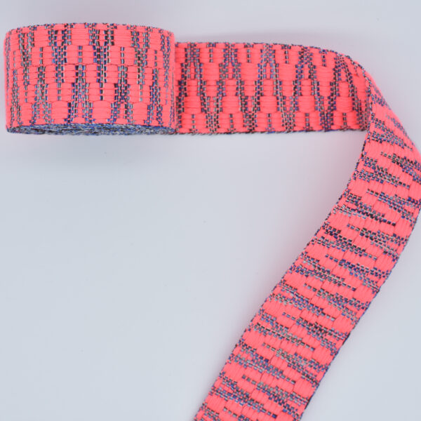 Zig Zag Neon Pink Webbing 1-1/2"