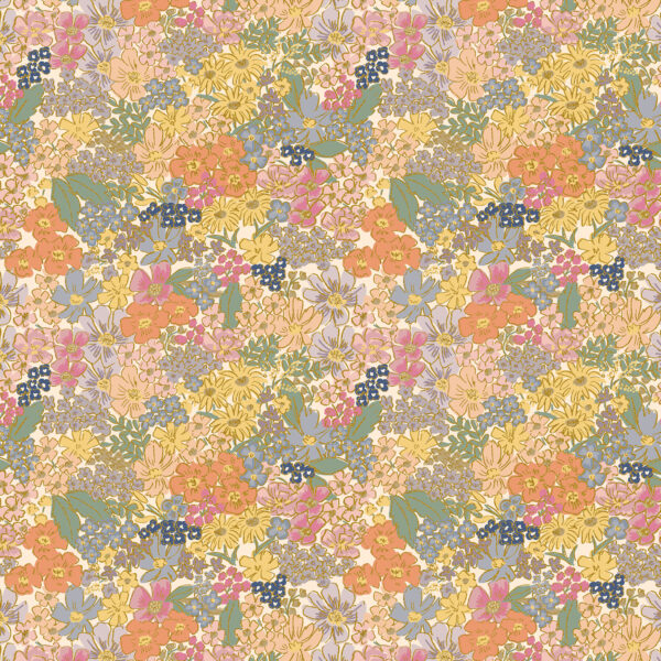 Cotton + Steel Rifle Paper Co. English Rose Mimi Metallic Blush
