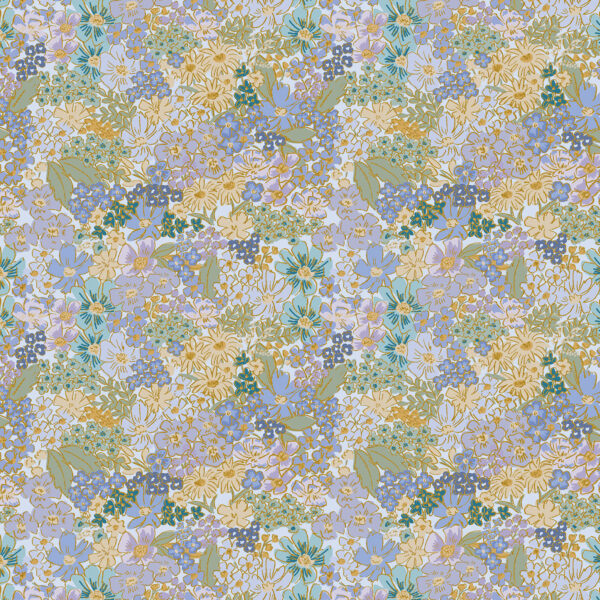 Cotton + Steel Rifle Paper Co. English Rose Mimi Metallic Blue