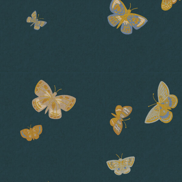 Cotton + Steel Rifle Paper Co. English Rose Butterfly House Canvas Blue