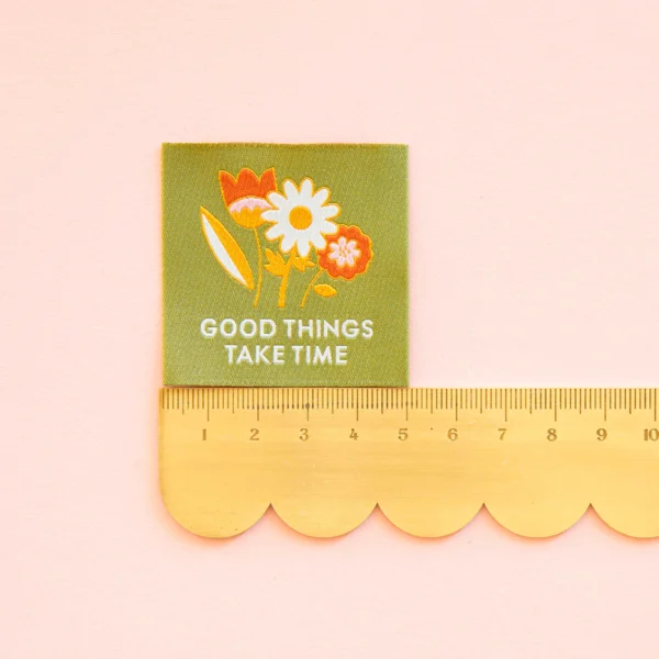Sarah Hearts Good Things Take Time Large Woven Labels - Image 3