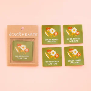 Sarah Hearts Good Things Take Time Large Woven Labels