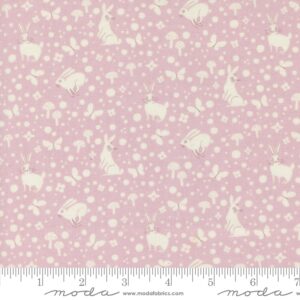 Moda Fabrics Lizzy House Love Letter Foraging Rabbits Mauve