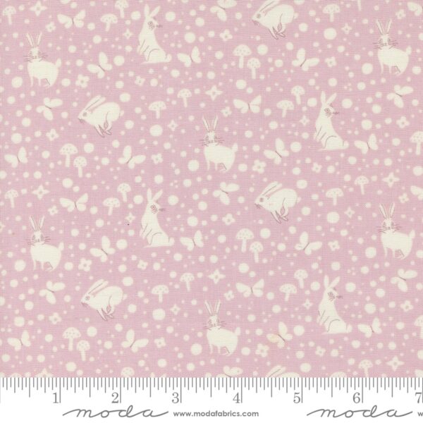 Moda Fabrics Lizzy House Love Letter Foraging Rabbits Mauve