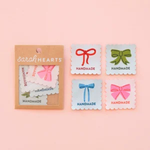 Sarah Hearts Bows Large Woven Labels