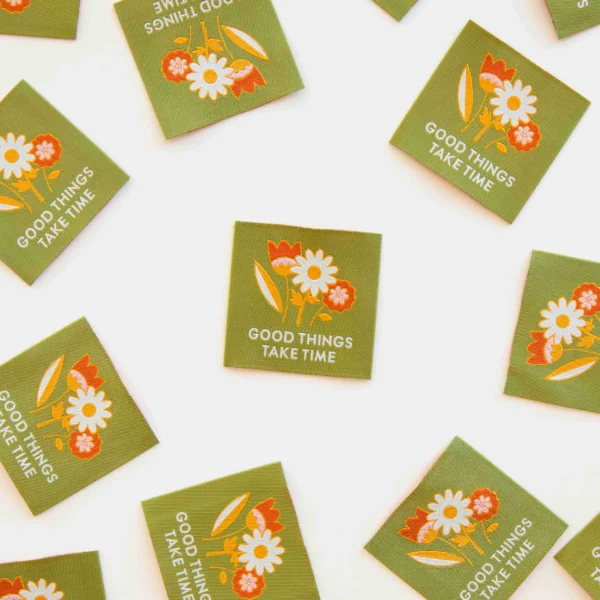 Sarah Hearts Good Things Take Time Large Woven Labels - Image 2
