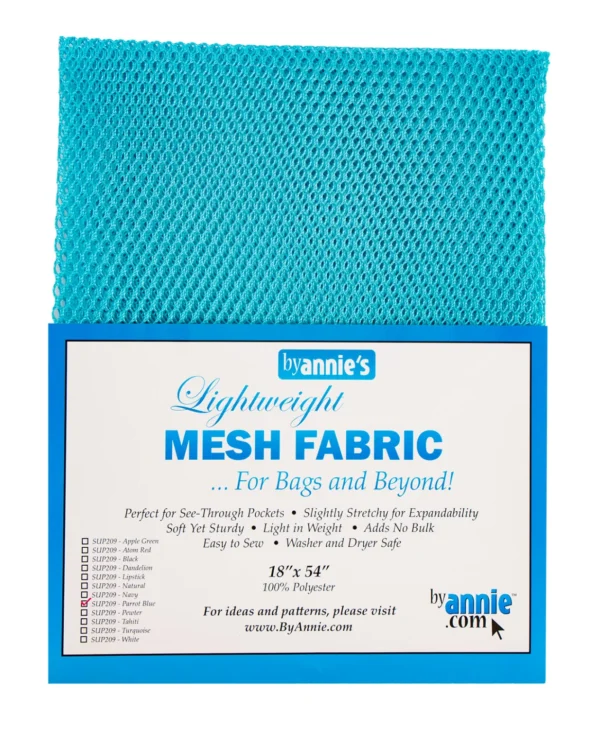 By Annie Lightweight Mesh Fabric Parrot Blue 18x54in
