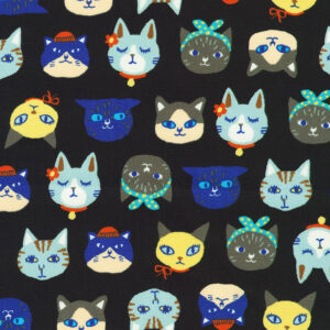 Robert Kaufman Fabrics Sevenberry Canvas Cats Black