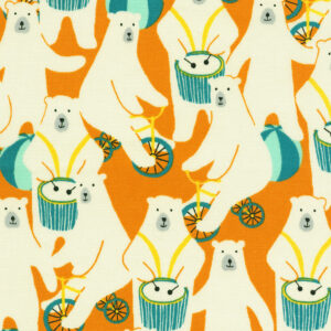 Robert Kaufman Fabrics Sevenberry Canvas Polar Bears Orange