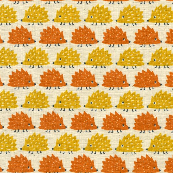 Robert Kaufman Fabrics Sevenberry Cotton Slub Hedgehogs Orange Yellow