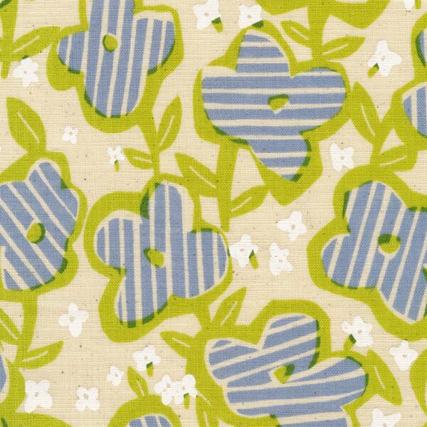 Robert Kaufman Fabrics Sevenberry Cotton Slub Abstract Flowers Blue Green