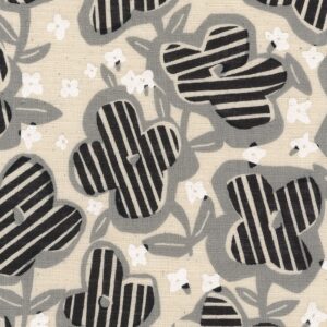 Robert Kaufman Fabrics Sevenberry Cotton Slub Abstract Flowers Black Grey