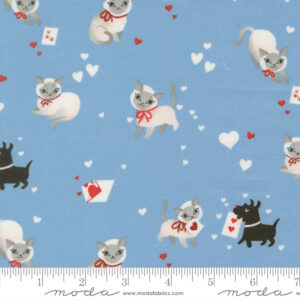 Moda Fabrics Lizzy House Funny Valentine Purr-sonal Delivery Sky