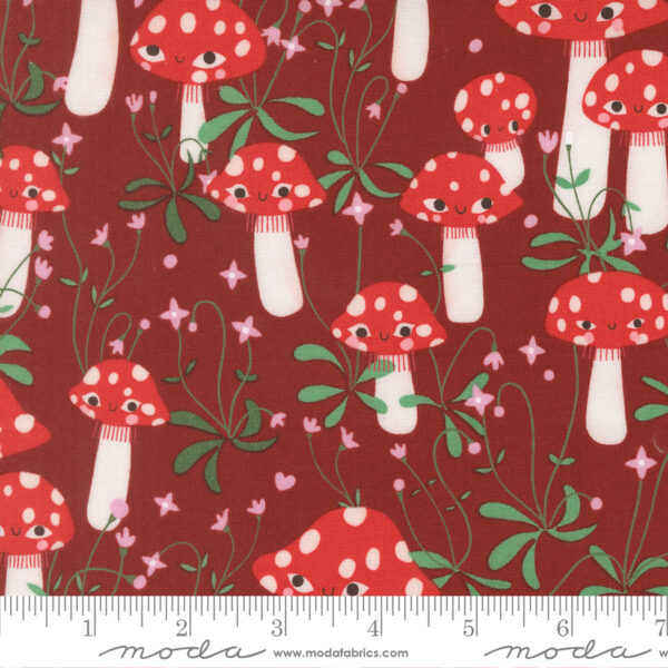 Moda Fabrics Lizzy House Funny Valentine Merry Mushrooms Rose