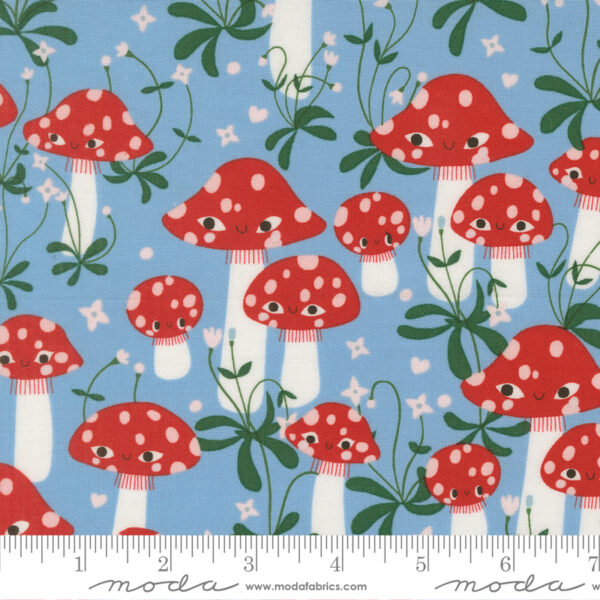 Moda Fabrics Lizzy House Funny Valentine Merry Mushrooms Sky
