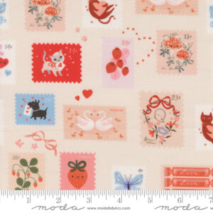 Moda Fabrics Lizzy House Funny Valentine Love Stamps Champagne