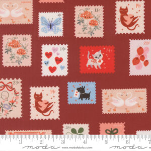 Moda Fabrics Lizzy House Funny Valentine Love Stamps Rose
