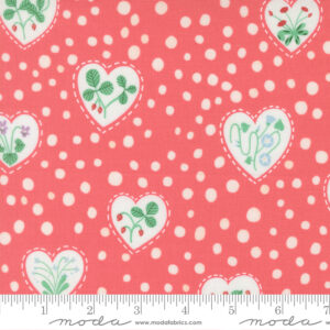 Moda Fabrics Lizzy House Funny Valentine Heartful Blooms Coral