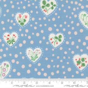 Moda Fabrics Lizzy House Funny Valentine Heartful Blooms Sky