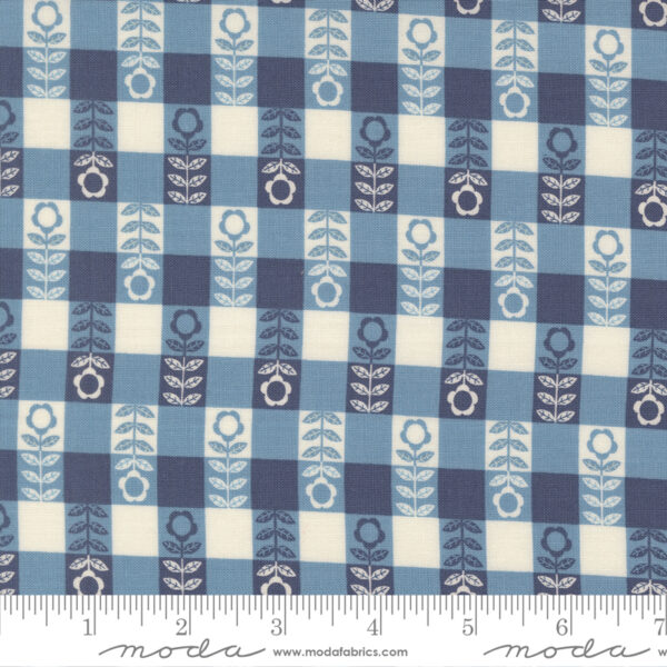 Moda Gingiber Night Owl Flower Plaid Sky