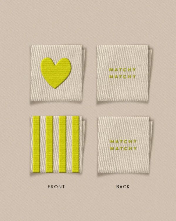 Matchy Matchy Sewing Club Citron Heart and Stripe Labels - Image 2