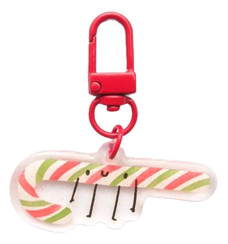 Moda Fabrics Lizzy House Tiny Christmas Candy Cane Zipper Pull