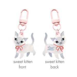 Moda Fabrics Lizzy House Funny Valentine Sweet Kitten Glitter Zipper Pull
