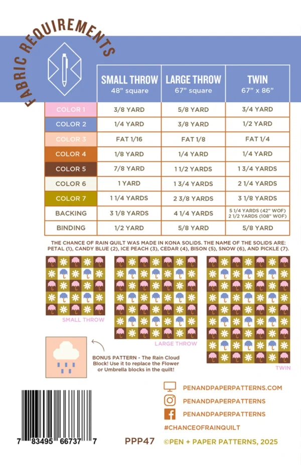 Pen + Paper Patterns Chance of Rain Heirloom Crush Quilt Kit - Image 3