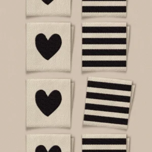 Matchy Matchy Sewing Club Black Heart and Stripe Square Labels