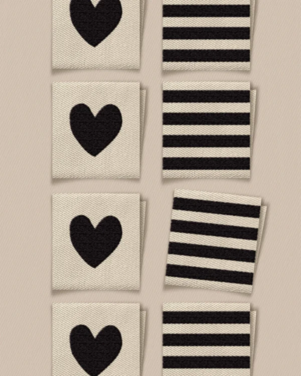 Matchy Matchy Sewing Club Black Heart and Stripe Square Labels