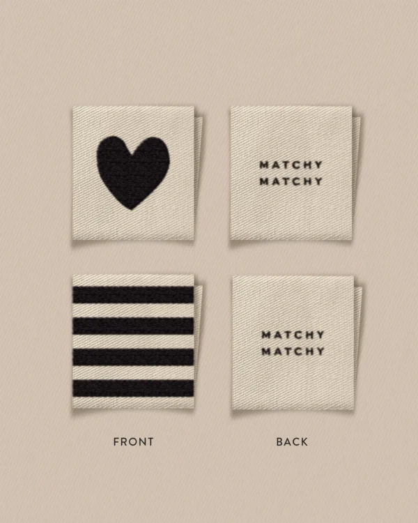 Matchy Matchy Sewing Club Black Heart and Stripe Square Labels - Image 2