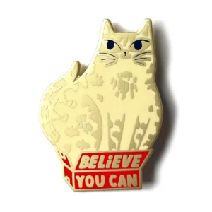 Gemma Correll Believe You Can White Cat Enamel Pin
