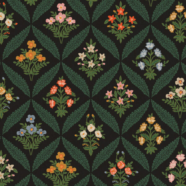 Cotton + Steel Rifle Paper Co. Dahlia Estee Garden Canvas Black