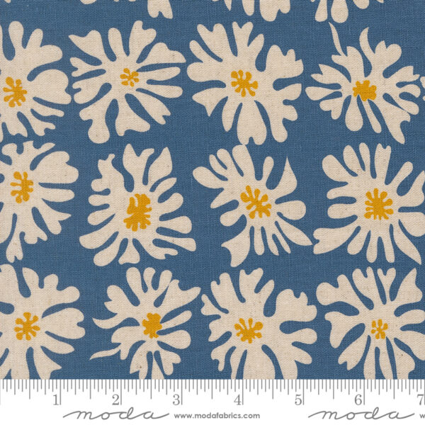 Moda Zen Chic Urban Whisper Mochi Linen Floral Blooms Denim