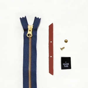 Klum House - Alberta Chestnut Leather Navy Zipper Hardware Kit