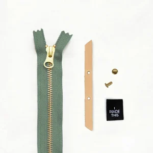 Klum House - Alberta Tan Leather Sage Zipper Hardware Kit