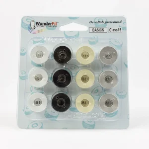 Wonderfil Threads - DecoBob Prewound Bobbins Class 15 12ct Black White Cream Grey