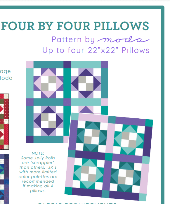 Four by Four Pillows made with scrappy strips in cozy colors
