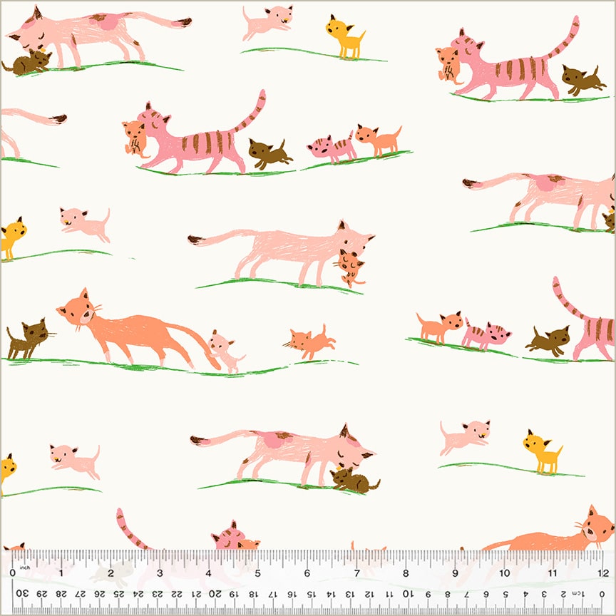 Windham Fabrics Heather Ross Studio Edit Mother Cats Cream