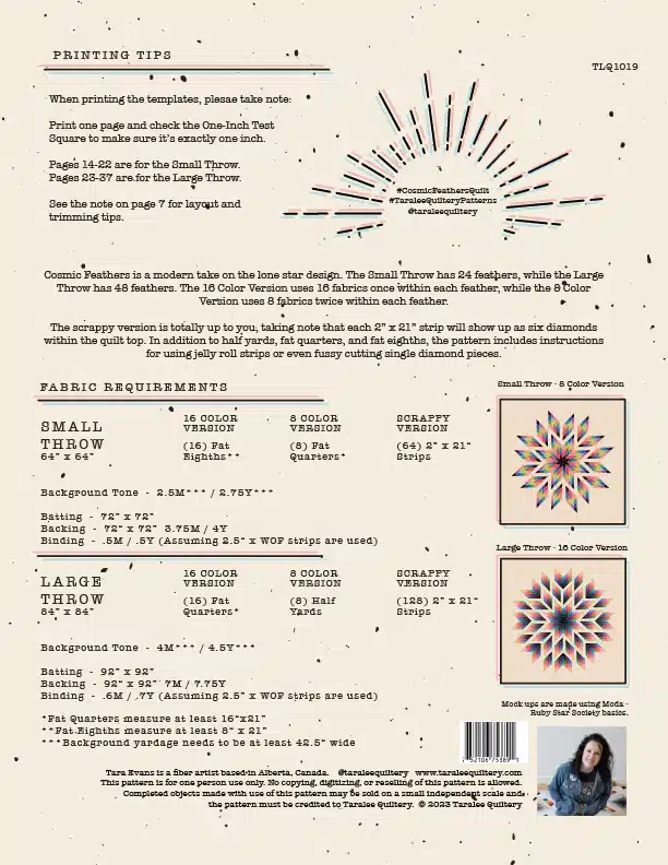 Taralee Quiltery Cosmic Feathers Pattern - Image 2